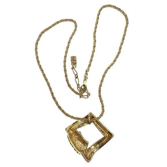 Yves Saint Laurent YSL Gold Plated Twisted chain Necklace with Rhinestones - Picture 5 of 14